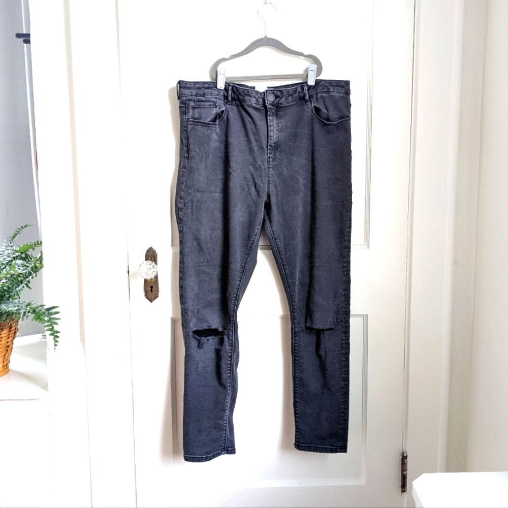 ASOS washed black skinny jeans distressed 16s